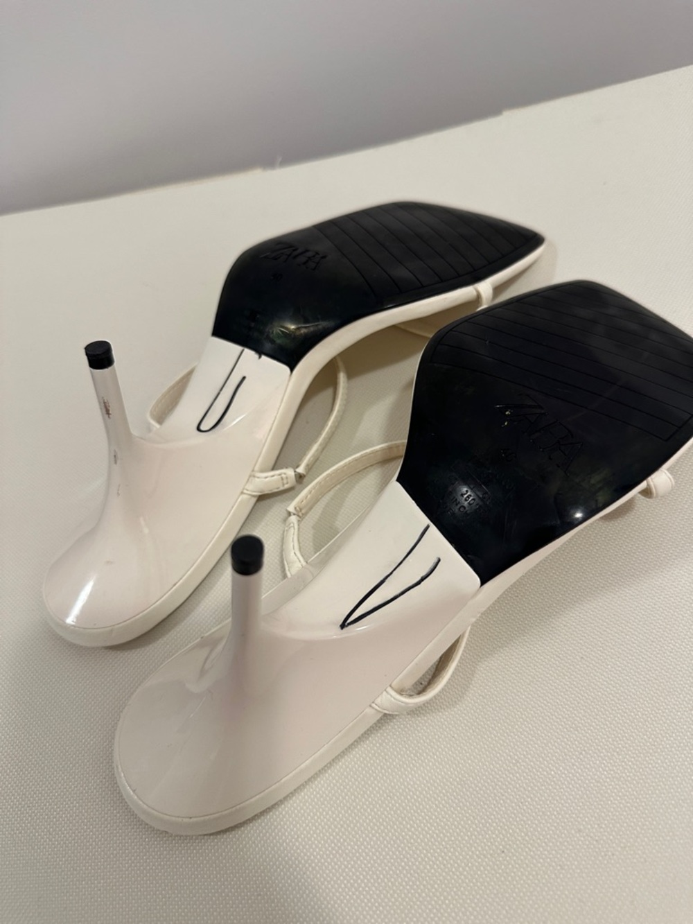 Zara White Strappy Square-Toe Stiletto Heels Sandals - Picture 5 of 8